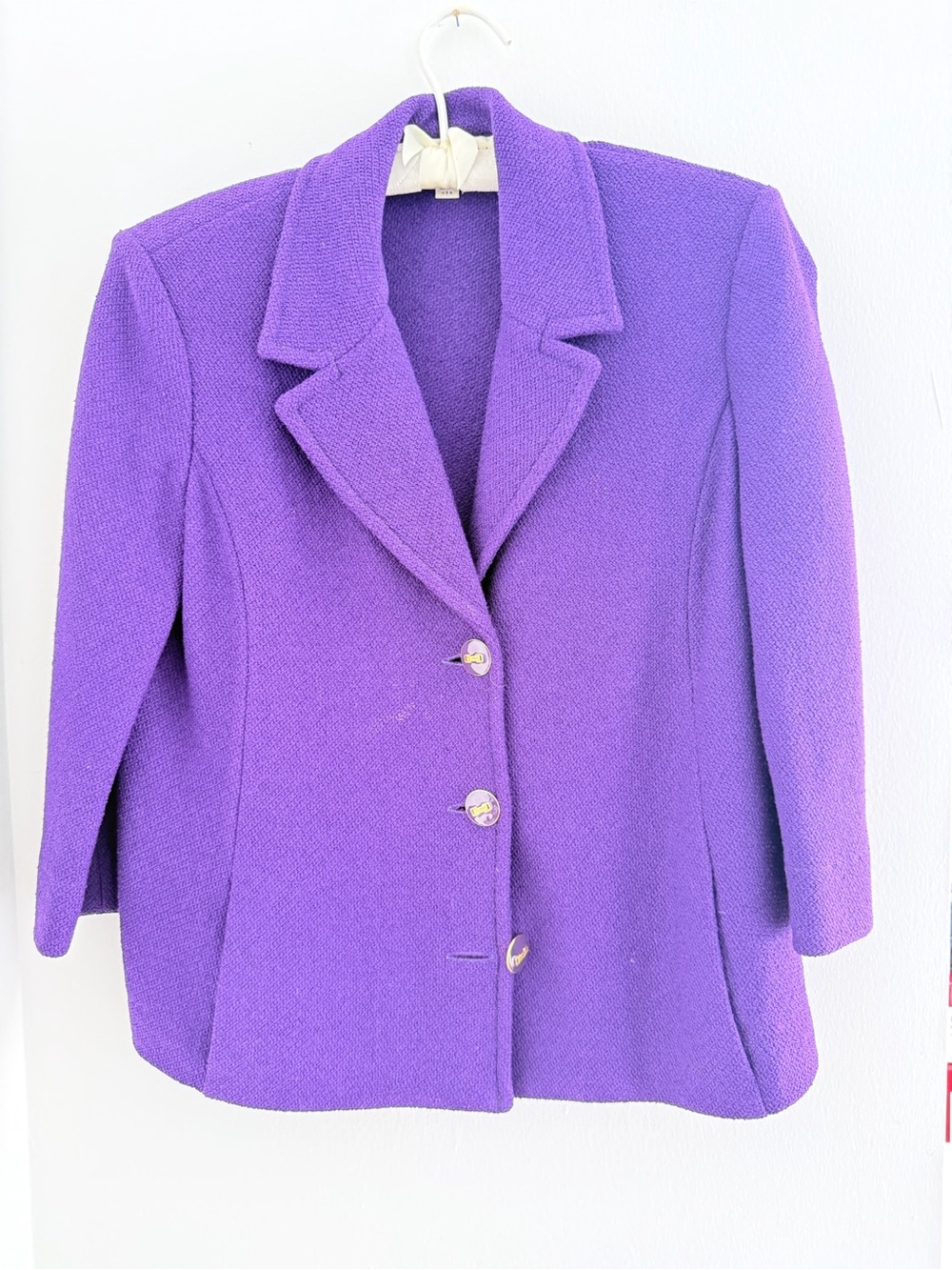 St. John Collection Purple Knit Blazer Jacket Gold Buttons Sz 2